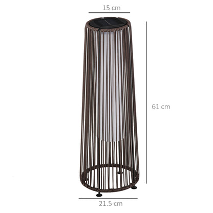 Outsunny Rattan Solar Lantern, PE Wicker Solar Powered Garden Lights with Auto On/Off, Brown