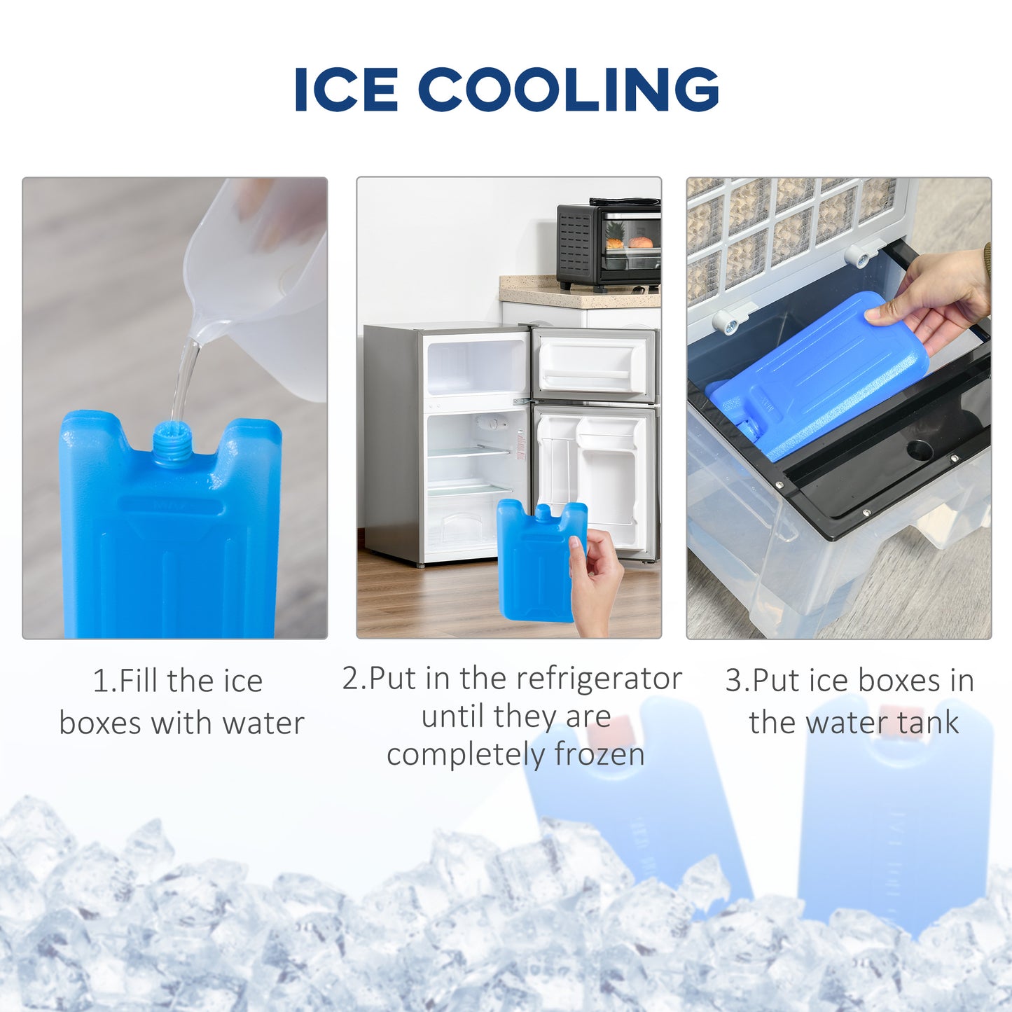 HOMCOM 32" Mobile Air Cooler, Evaporative Anion Ice Cooling Fan Water Conditioner Humidifier Unit w/3 Modes, Remote Controller, Timer for Home Bedroom