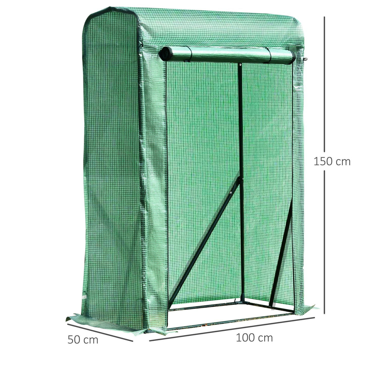 Outsunny Greenhouse Sanctuary: Zipper-Entry Plant Shelter for Verdant Nurturing, 100L x 50W x 150H cm, Emerald Green