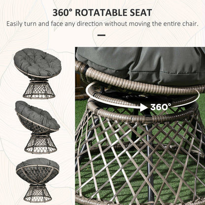Outsunny Three-Piece Rattan Garden Moon Chair Set - Grey