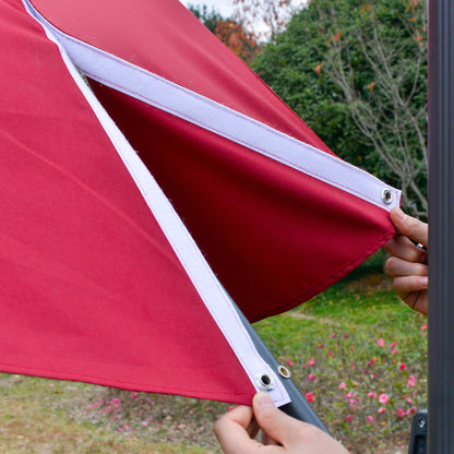 Outsunny 3(m) Cantilever Roma Parasol Adjustable Garden Sun Umbrella with LED Solar Light Cross Base 360° Rotating, Red