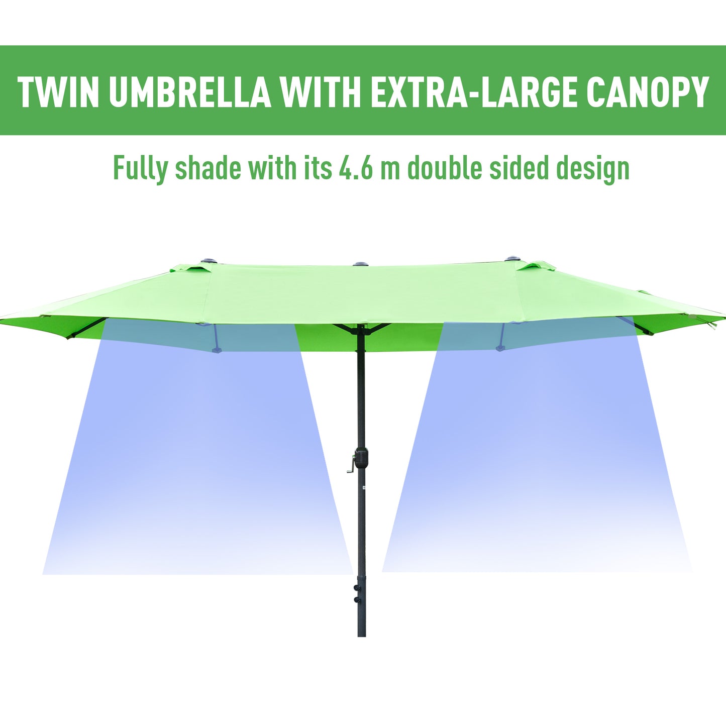 Outsunny Double-Sided Parasol: 4.6m Weather-Resistant Canopy with Cross Base, Green