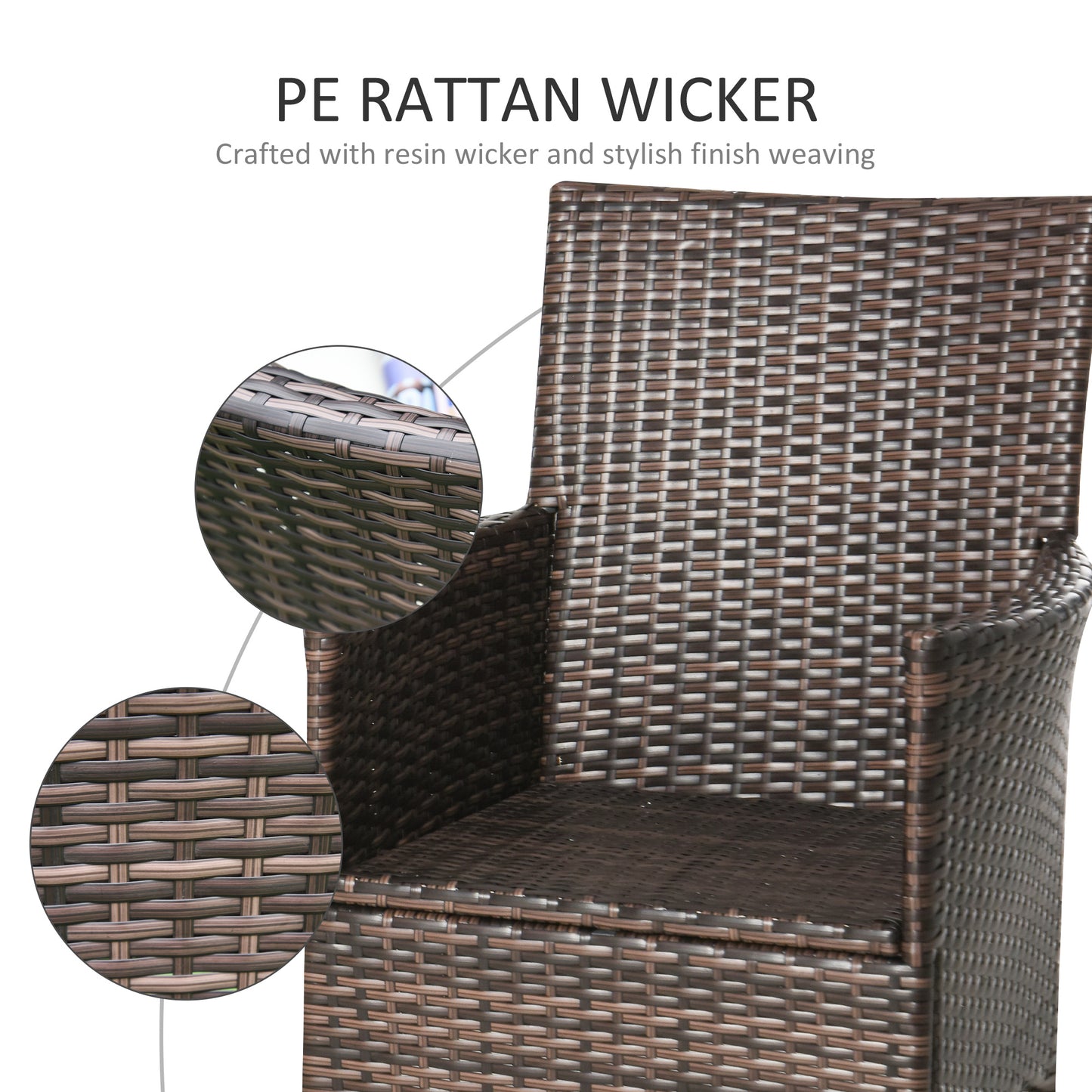 Outsunny 4PC Rattan Chair Set, Patio Sofa Chairs Set, Cushioned Outdoor Rattan Furniture