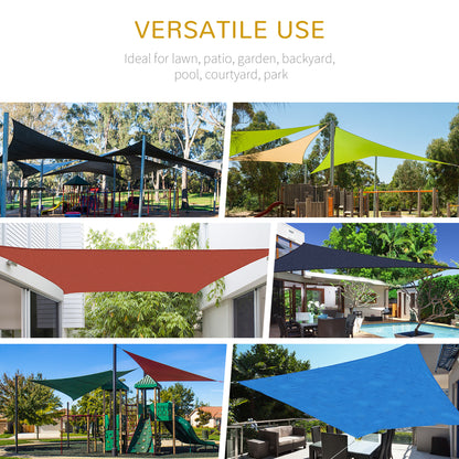 Outsunny Triangle Garden Sun Shade Sail, UV Protection Canopy with Steel Rings, Ropes, Outdoor Patio Shelter, Grey