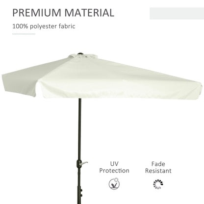 Outsunny Half Parasol, 2.3m Semi-Round Patio Umbrella with Crank Handle for Balcony, Cream White