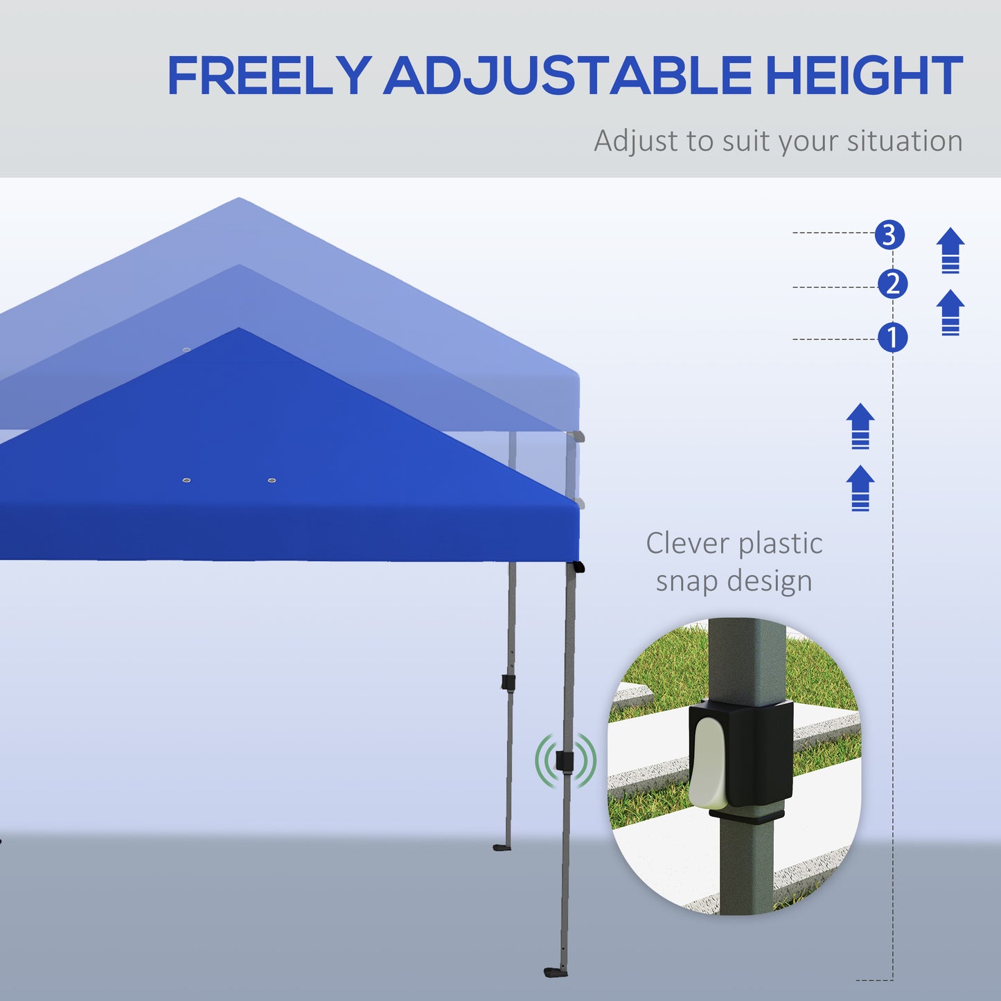 Outsunny 3 x 3(m) Pop Up Gazebo, 1 Person Easy up Marquee Party Tent with 1-Button Push, Adjustable Straight Legs, Stakes, Ropes,