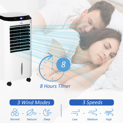 HOMCOM Portable Air Cooler, Evaporative Anion Ice Cooling Fan Water Conditioner Humidifier Unit w/3 Speed, Remote Controller, Timer for Home Bedroom