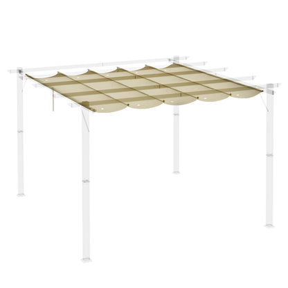 Outsunny Retractable Pergola Shade Cover, Replacement Canopy Fabric for 3 x 3 (m) Pergola, Gazebo Retractable Roof, Beige