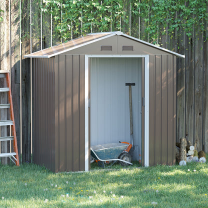 Outsunny 6.5ft x 3.5ft Metal Garden Storage Shed for Outdoor Tool Storage with Double Sliding Doors and 4 Vents, Grey