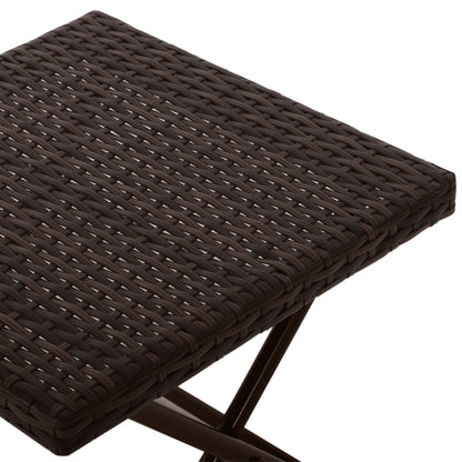 Outsunny Garden Small Folding Square Rattan Coffee Table Bistro Balcony Outdoor Wicker Weave Side Table 40H x 40L x 40Wcm Brown