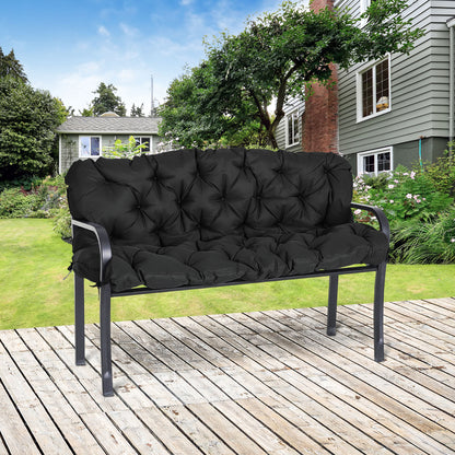 Outsunny Garden Bench Cushion: Cosy Outdoor Seating Pad with Back Support and Ties, Black, 98 x 150 cm