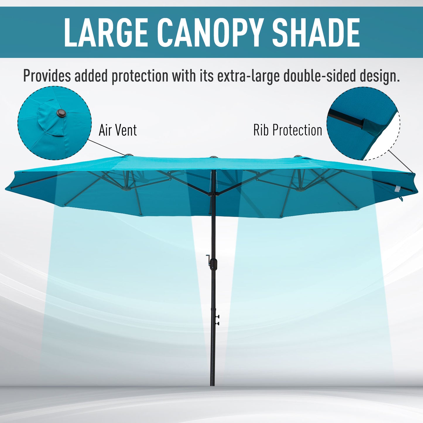 Outsunny 4.6m Double-Sided Patio Parasol Sun Umbrella-Blue