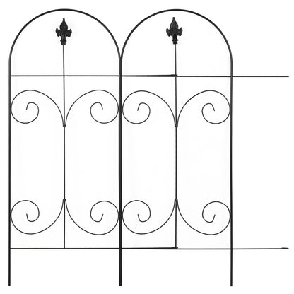 Outsunny 8PCs Decorative Garden Fencing, Rustproof Metal Wire Picket Fence Panels, Landscape Flower Bed Border Edging, Black
