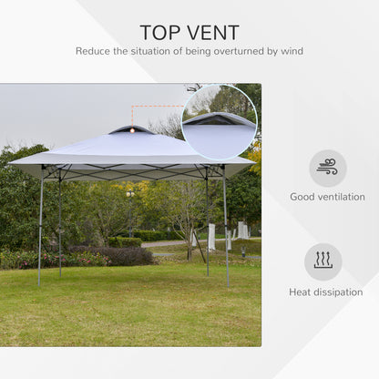 Outsunny 4 x 4m Pop-up Canopy Gazebo Tent with Roller Bag & Adjustable Legs Outdoor Party, Steel Frame, White