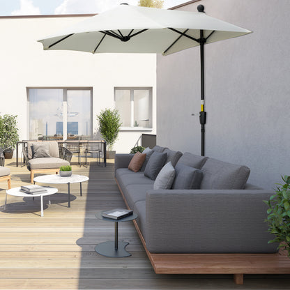 Outsunny Half Parasol: Crank-Operated Sunshade for Balconies & Gardens, Cream White Canopy