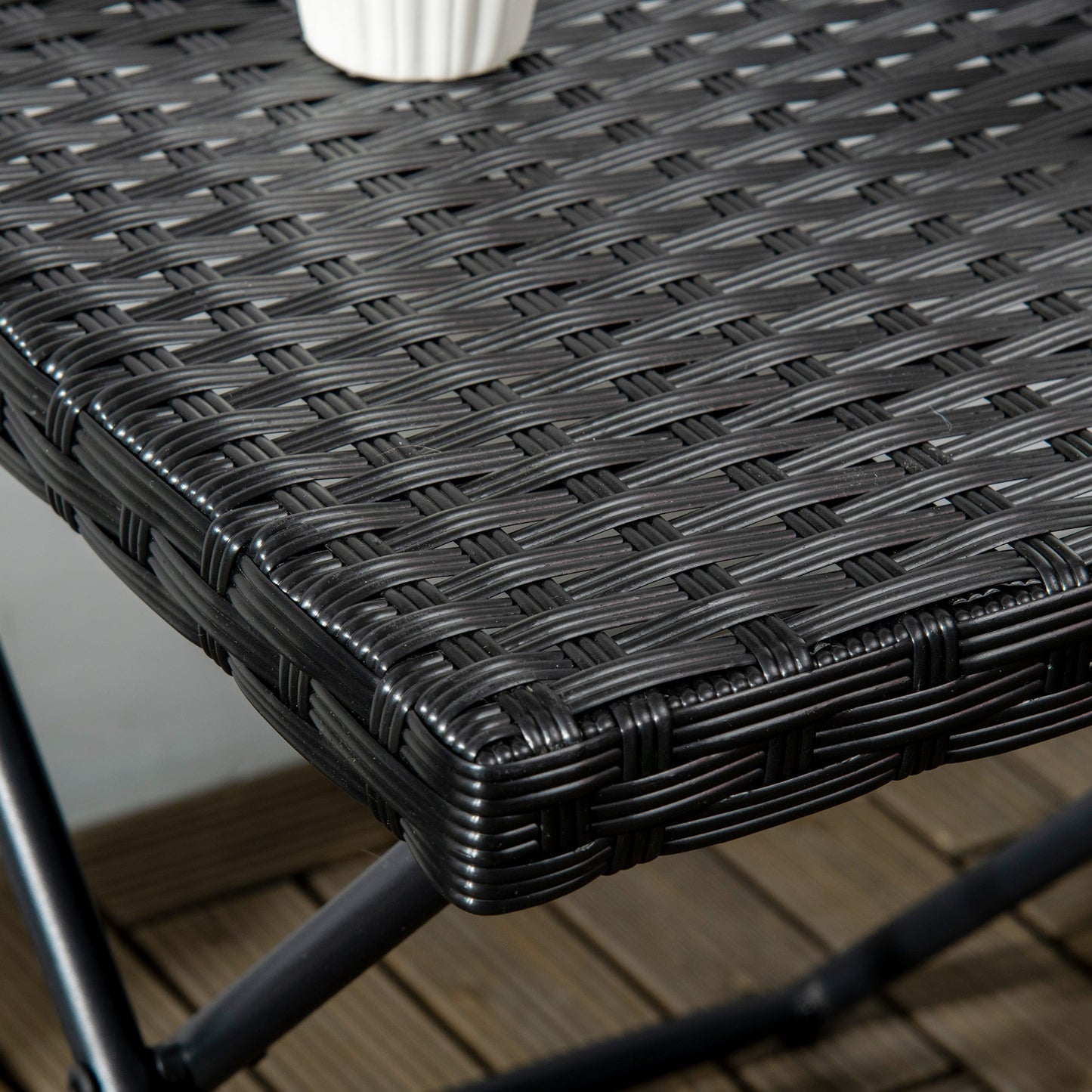 Outsunny Rattan Folding Table: Compact Square PE Wicker Design, Durable Outdoor Furniture, Ebony