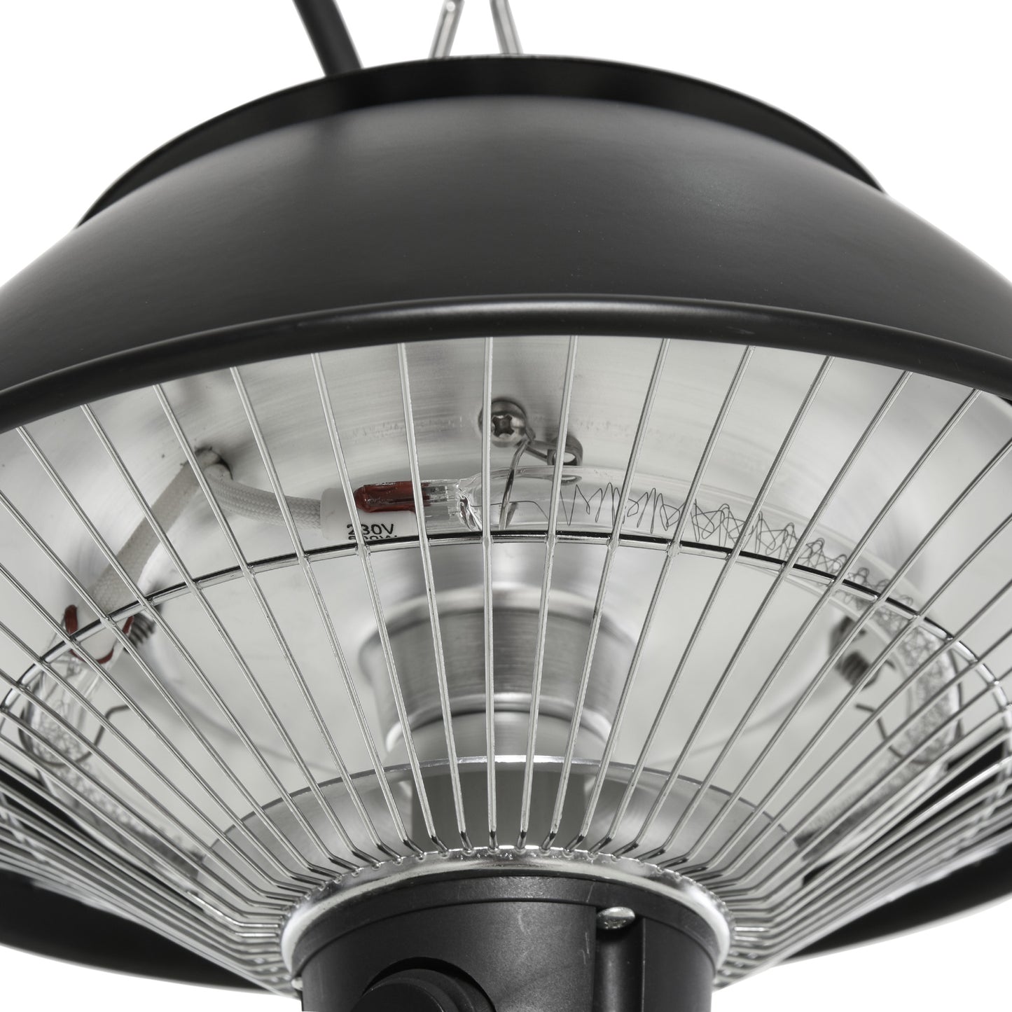 Outsunny Electric Heater, 600W Ceiling Hanging Halogen Light, with Adjustable Hook Chain, Black Aluminium Frame