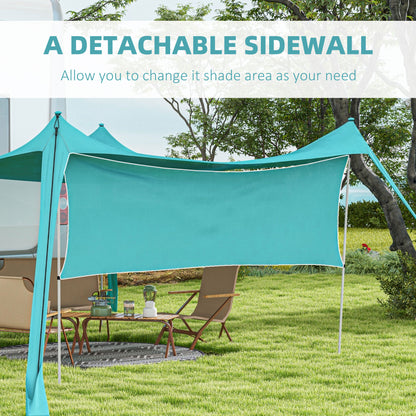 Outsunny Beach Shelter with Side Wall, Portable Carry Bag, Ideal for Camping, Fishing, Picnics, Sky Blue