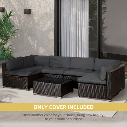 Outsunny Garden Rattan Sofa Cushion Polyester Cover Replacement Outdoor- No Cushion Included Dark Grey