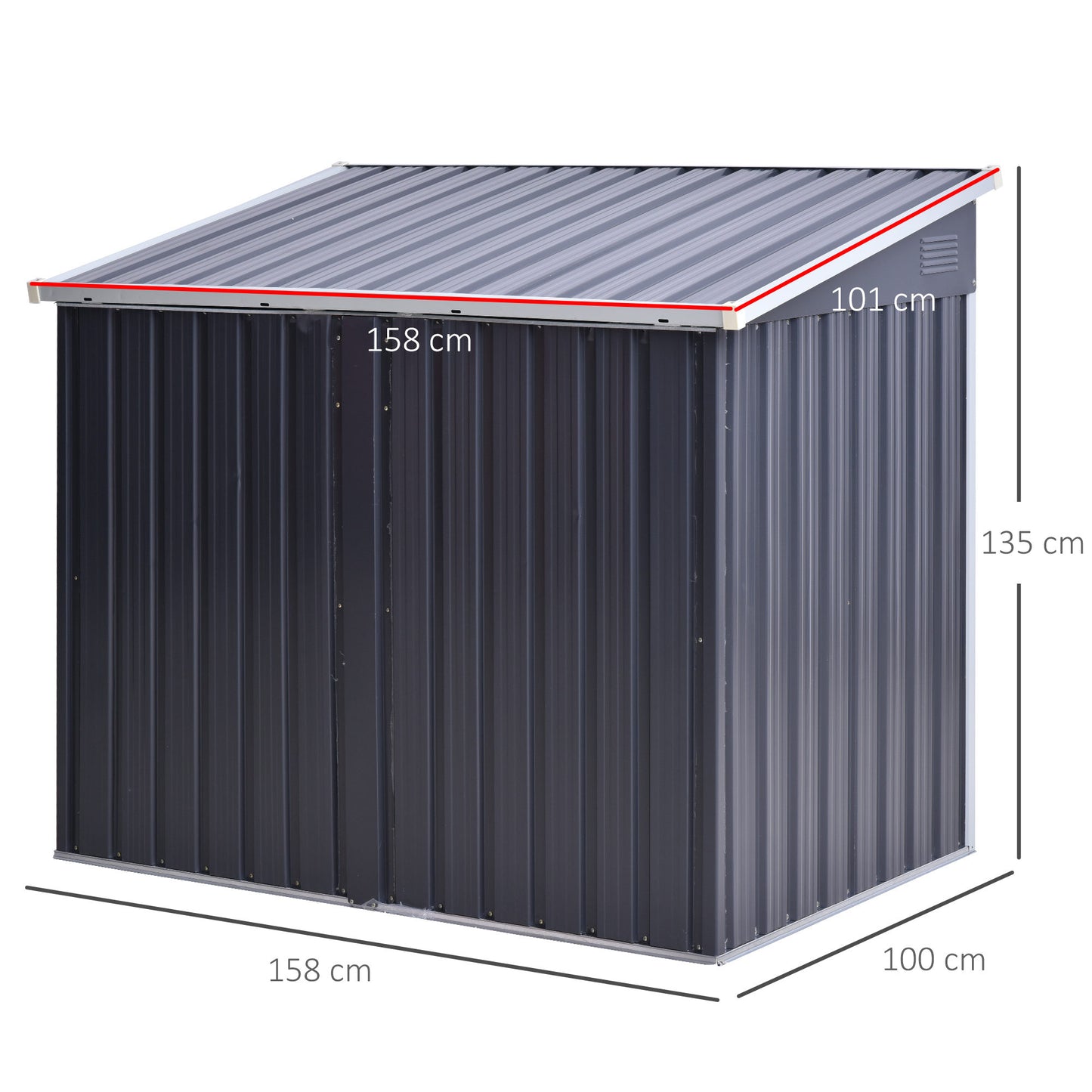 Outsunny 5ft x 3ft Garden 2-Bin Corrugated Steel Rubbish Storage Shed w/ Locking Doors Lid Outdoor Hygienic Dustbin Unit Garbage Trash Cover