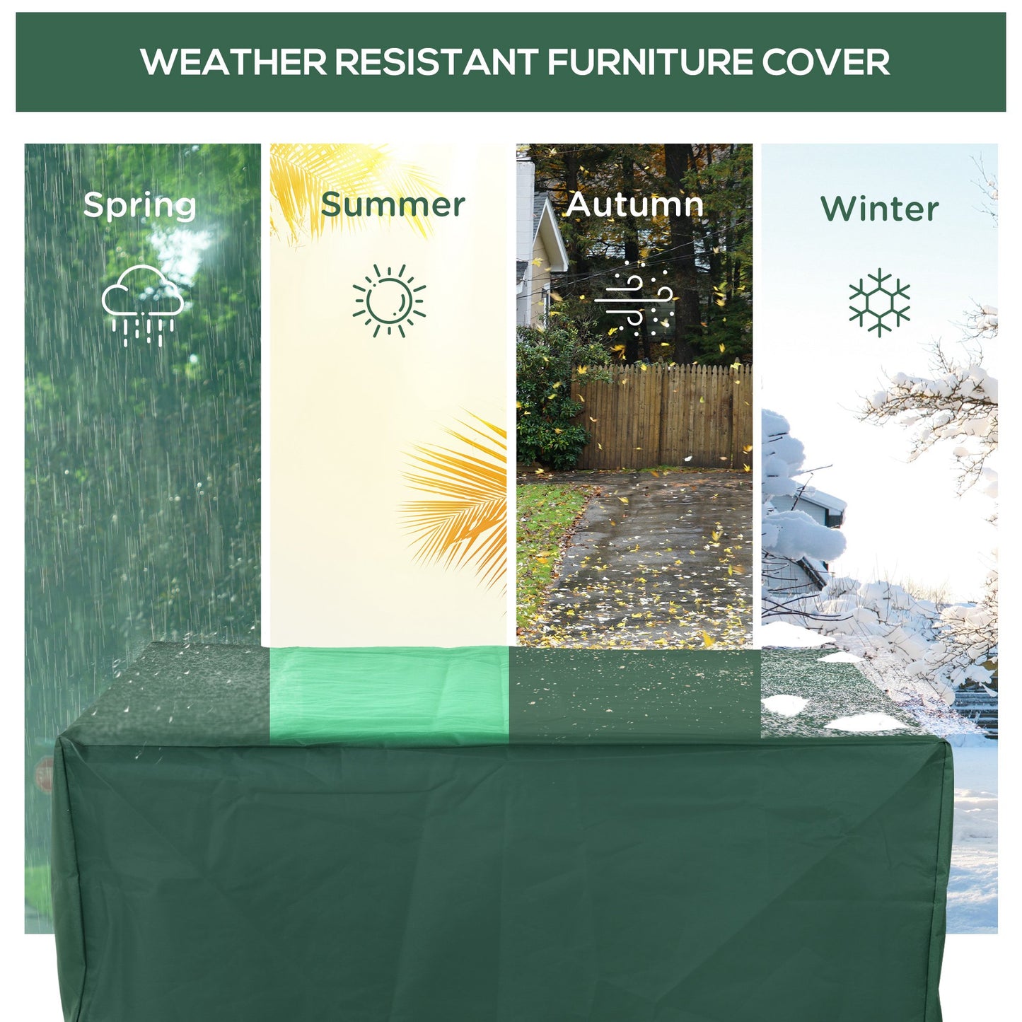 Outsunny Garden Furniture Cover, 600D Oxford Patio Set Protection, Waterproof Anti-UV, 245 x 165 x 55cm, Green