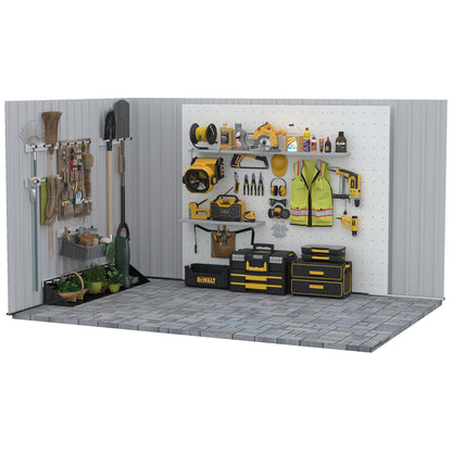 Outsunny 6.5ft x 3.5ft Metal Garden Storage Shed for Outdoor Tool Storage with Double Sliding Doors and 4 Vents, Grey