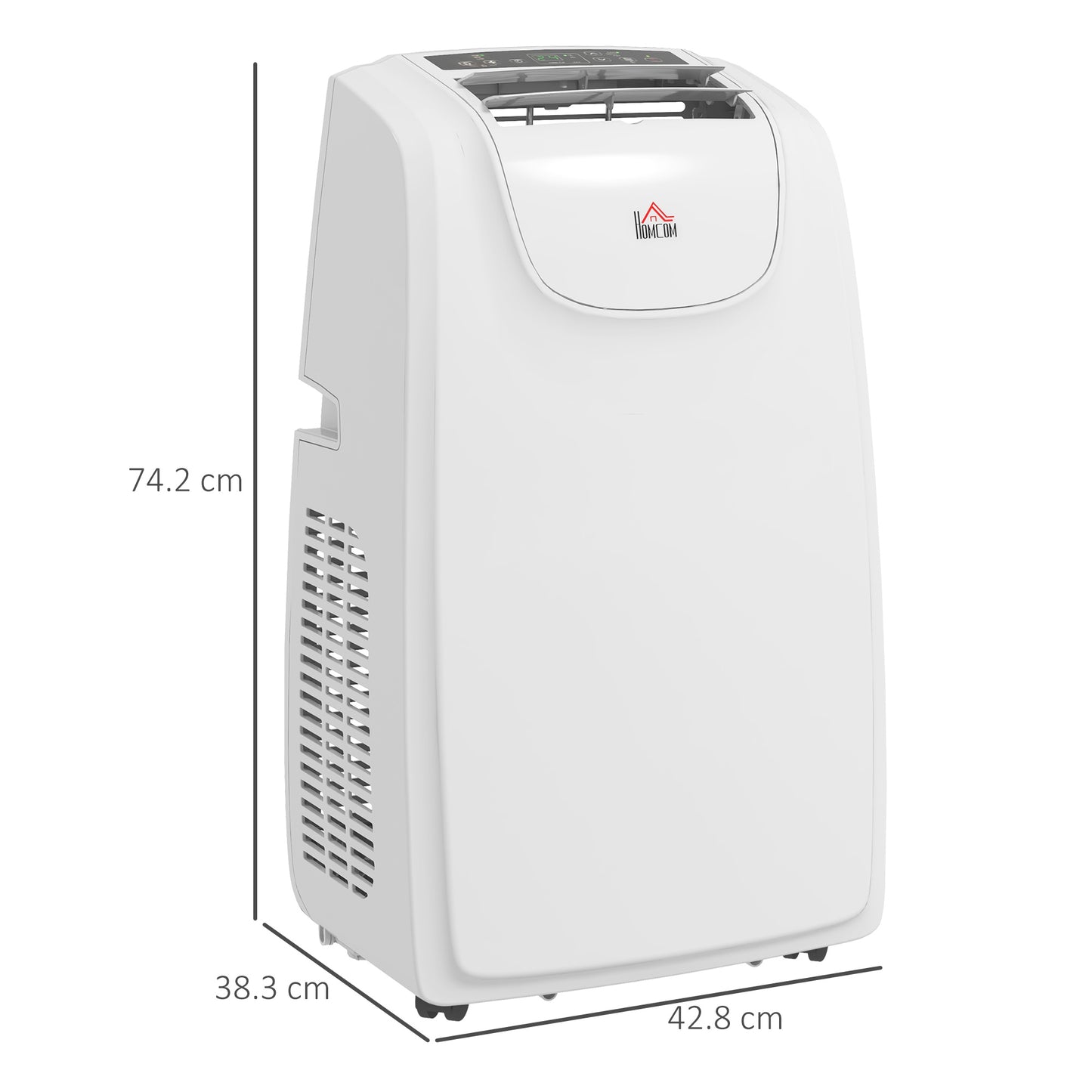 HOMCOM 12,000 BTU Mobile Air Conditioner for Room up to 28m², with Dehumidifier, Quiet Mode, 24H Timer, Wheels, Child Lock