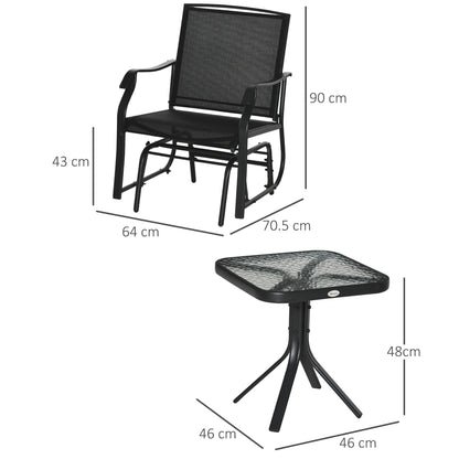 Outsunny Garden Rocking Chair and Table Set, 2 Single Seater Glider Chairs, Patio Swing Chair Bistro Set