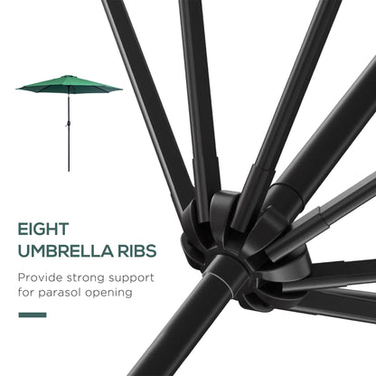 Outsunny Tilting Canopy: 3m Umbrella with 8 Sturdy Ribs, Tilt Function & Crank Handle for Outdoor Shade, Verdant Green