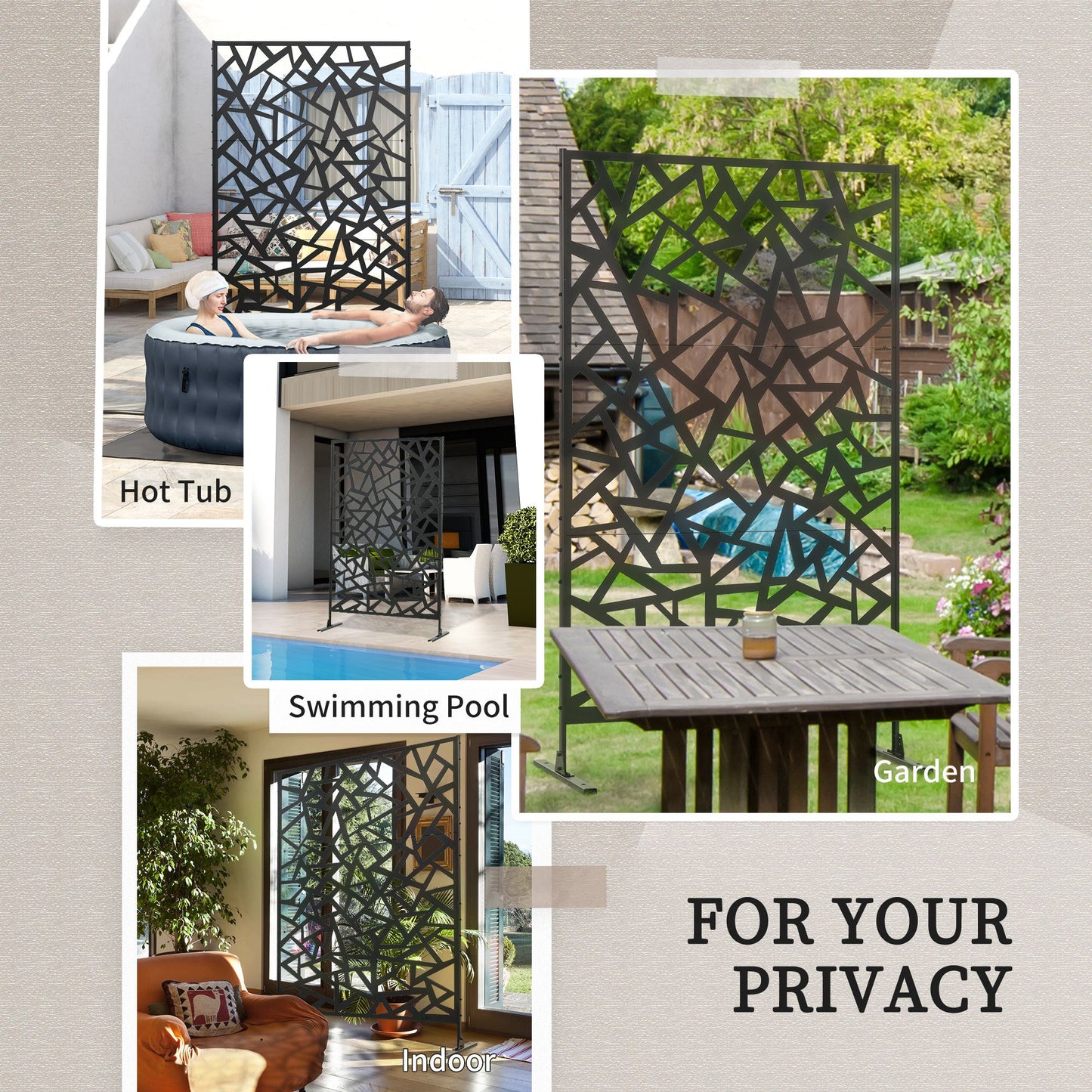 Outsunny Decorative Divider: Freestanding Metal Partition Screen for Patio & Deck, Expandable
