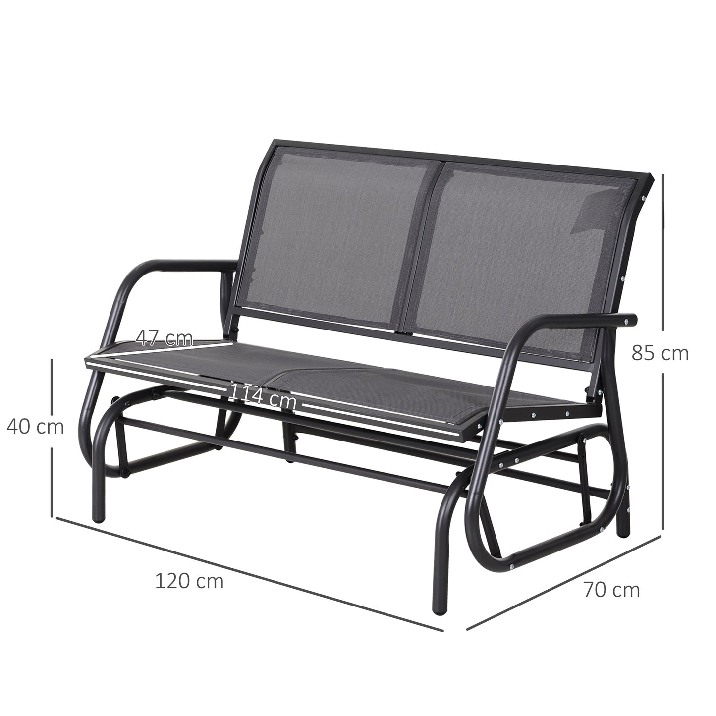 Outsunny 2-Person Outdoor Glider Bench Patio Double Swing Chair Loveseat w/Power Coated Steel Frame for Backyard Garden Porch, Grey