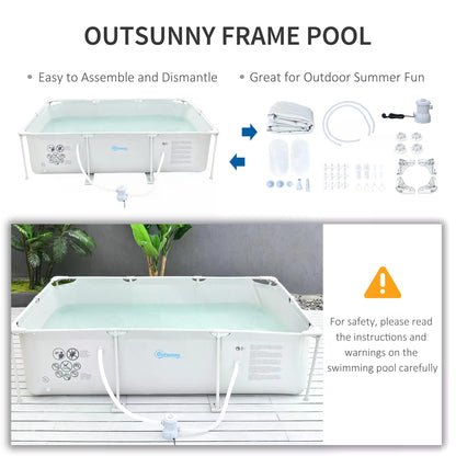 Outsunny Steel Frame Pool with Filter Pump and Filter Cartridge Rust Resistant Above Ground Pool with Reinforced Sidewalls, 292 x 190 x 75cm, Grey