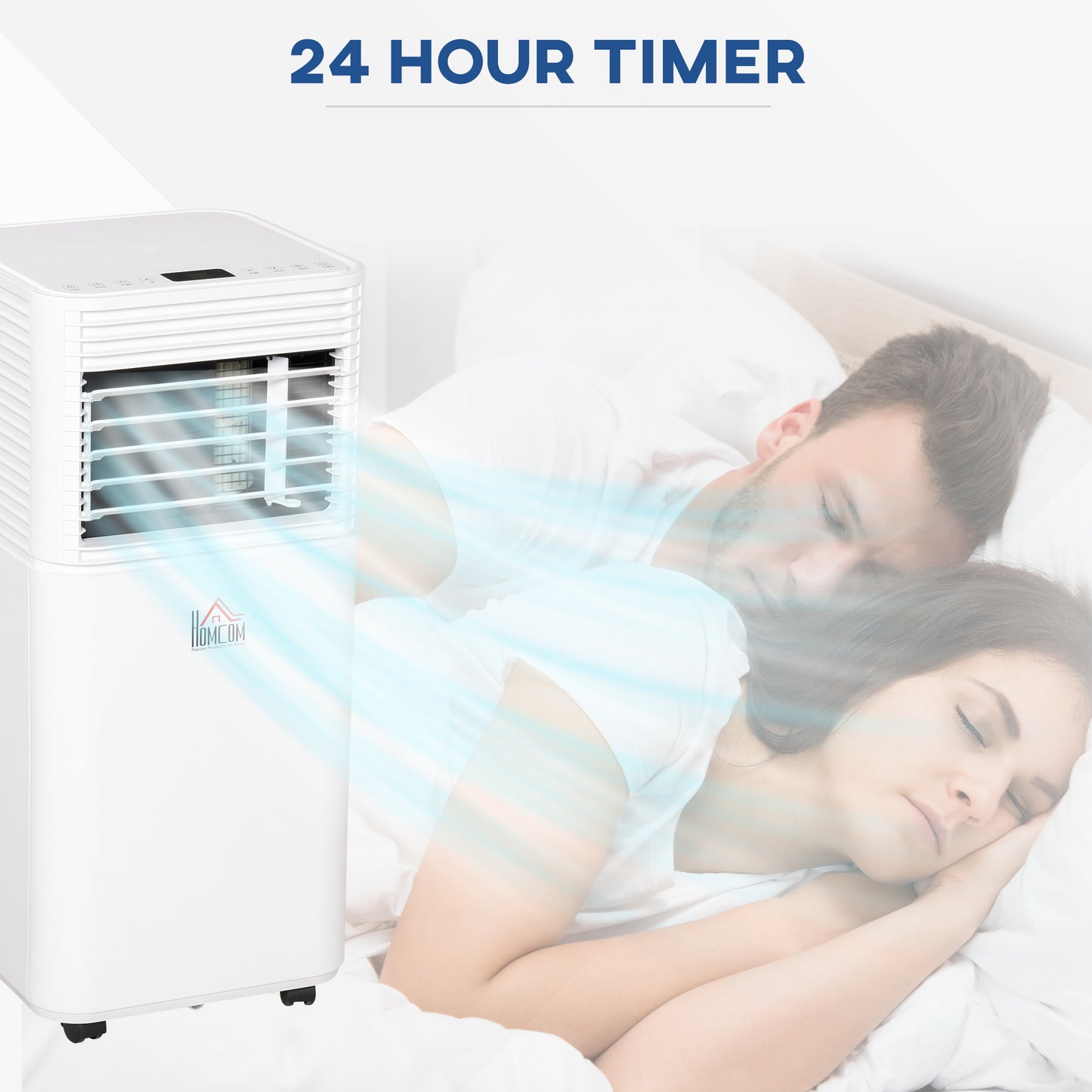 HOMCOM 9000 BTU 4-In-1 Compact Portable Mobile Air Conditioner Unit Cooling Dehumidifying Ventilating w/ Fan Remote LED 24Hr Timer Auto Shut-Down