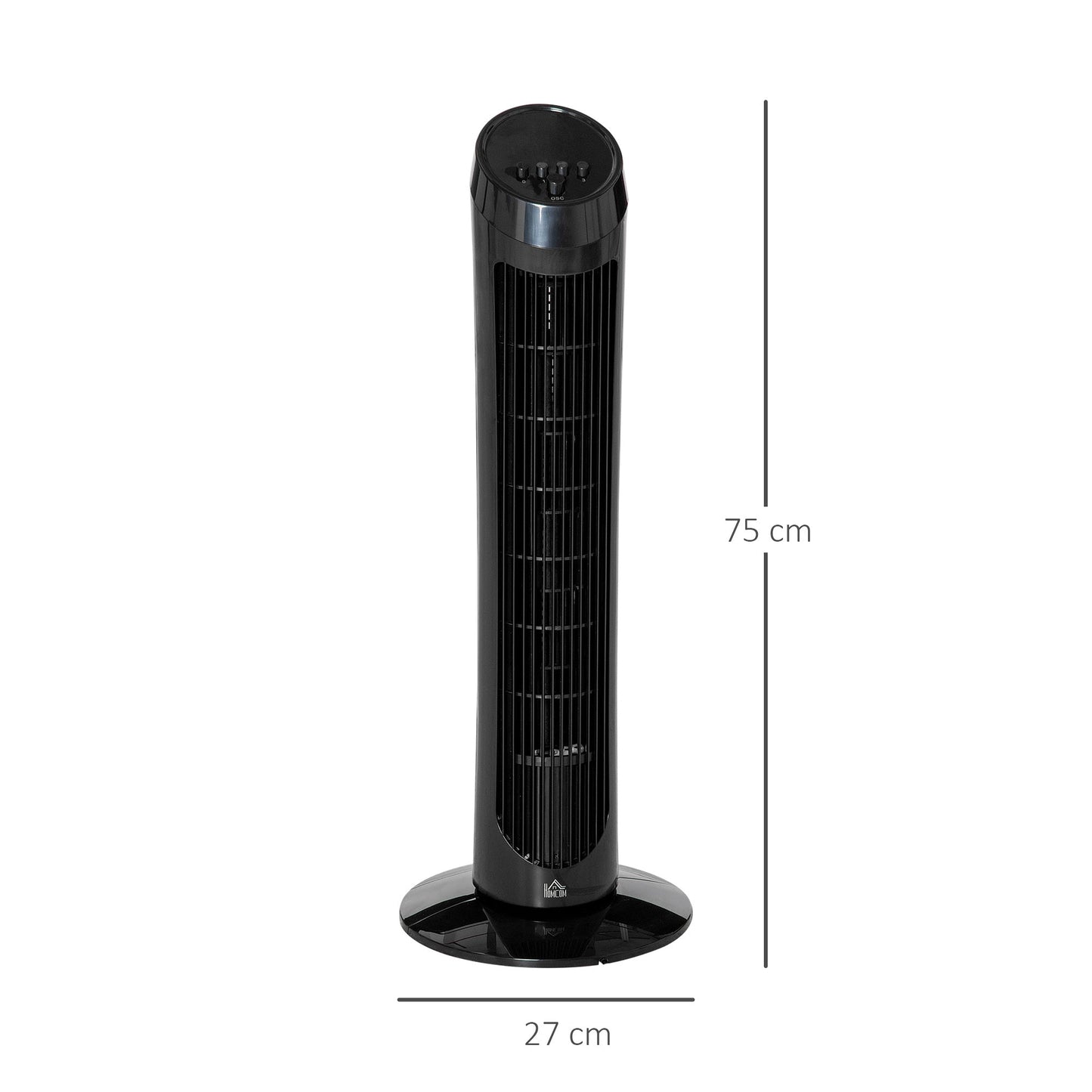 HOMCOM Ultra-Slim Tower Fan: 3 Speeds, Noise Reduction Tech for Indoor Cooling, Sleek Black