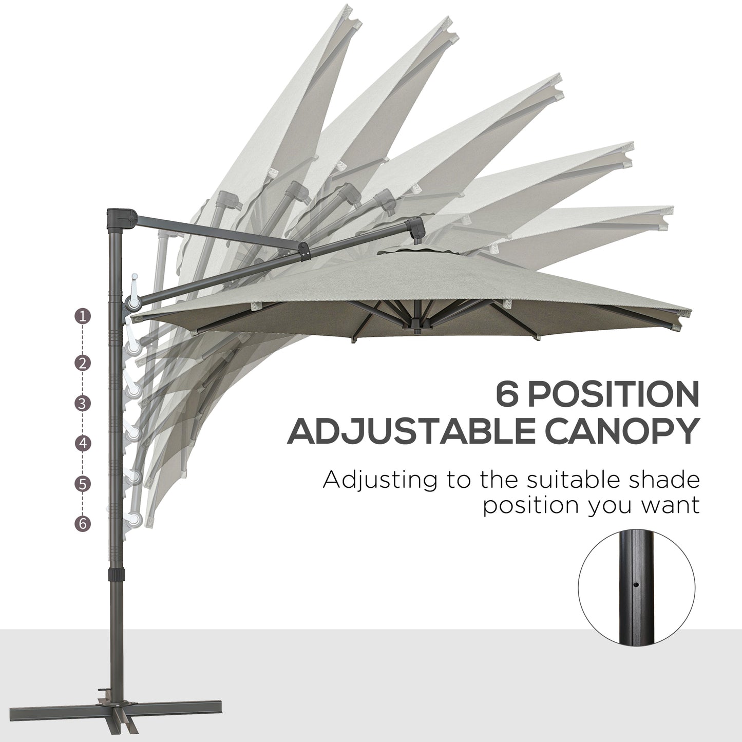 Outsunny Cantilever Banana Parasol: 360° Rotating Patio Shade, 3m, Crank Tilt, Beige Tone