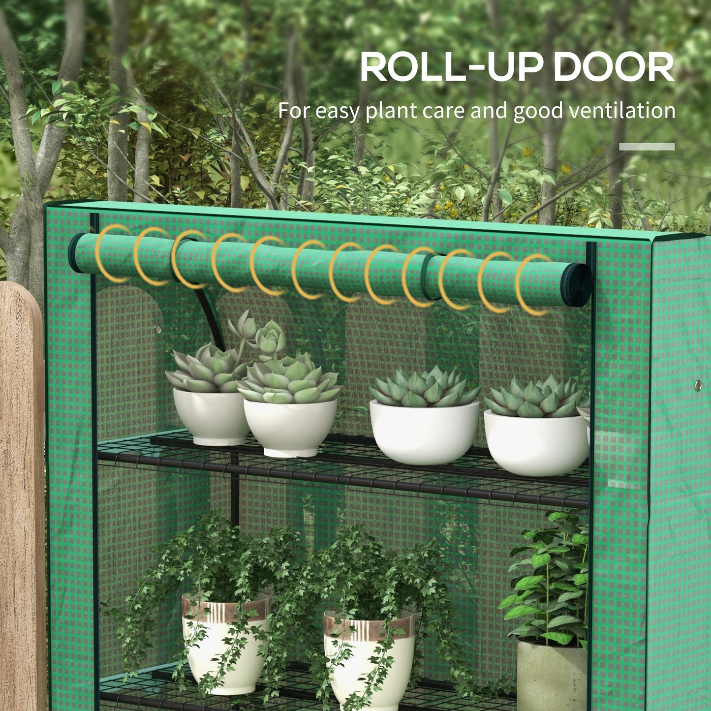 Outsunny Portable Mini Greenhouse: 4 Tier with PE Reinforced Cover and Roll-up Door, Green, 170H x 120W x 50Dcm