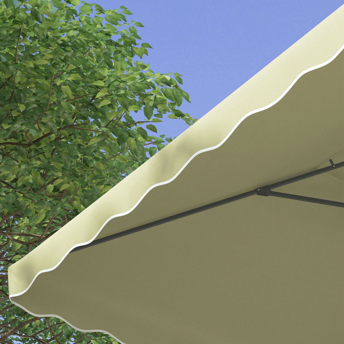 Outsunny 2.5m Square Double Top Garden Parasol Cantilever Umbrella with Ruffles, Beige