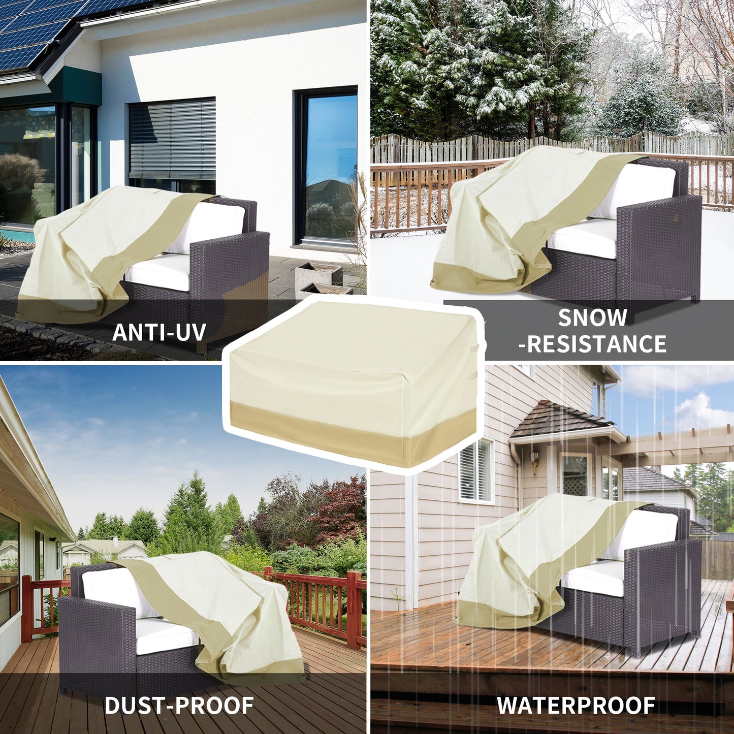 Outsunny Outdoor Furniture Cover for 3 Seat Rattan Chair, Waterproof 600D Oxford Cloth, 152 x 87 x 58-79 cm
