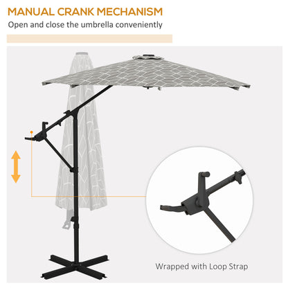 Outsunny 3(m) Convertible Cantilever Parasol and Centre-post Garden Parasol with Cross Base, 360 Rotation Banana Parasol with Crank Handle