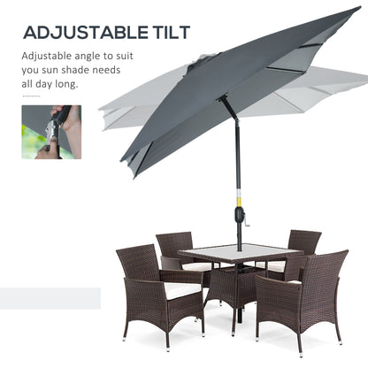 Outsunny 3x2m Patio Parasol Garden Umbrellas Canopy with Aluminum Tilt Crank Rectangular Sun Shade Steel, Dark Grey