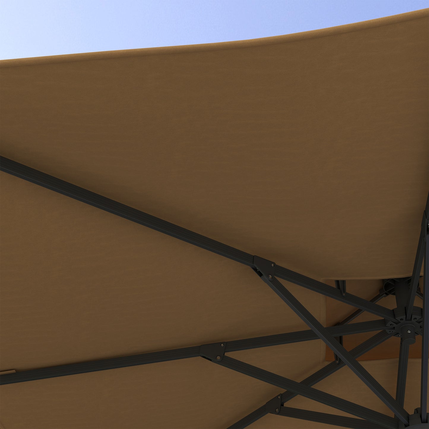 Outsunny Garden Parasol, 3(m) Cantilever Parasol with Hydraulic Mechanism, Dual Vented Top, 8 Ribs, Cross Base, Khaki