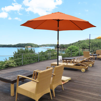 Outsunny 2.6M Patio Parasol Sun Umbrella, Tilt Shade Shelter Canopy with Crank 8 Ribs Aluminium Frame, Orange