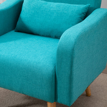 HOMCOM Accent Chair, Linen-Touch Armchair, Upholstered Leisure Lounge Sofa, Club Chair with Wooden Frame, Teal