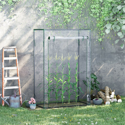 Outsunny Greenhouse with Steel Frame, PVC Cover, Roll-up Door for Outdoor, Backyard, Balcony, Garden, 100 x 50 x 150cm, Transparent
