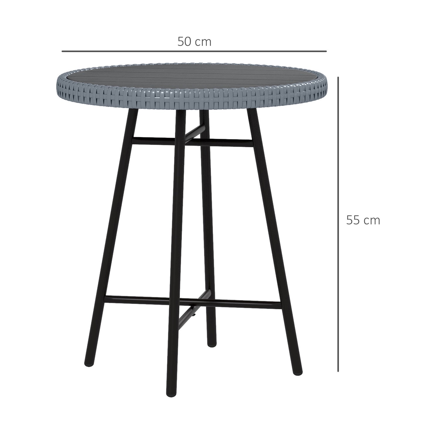 Outsunny PE Rattan Side Table Grey