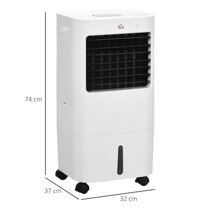 HOMCOM Air Cooler, Mobile Cooling Fan with 15L Water Tank, Oscillation, Remote, Timer, 32x37x74cm