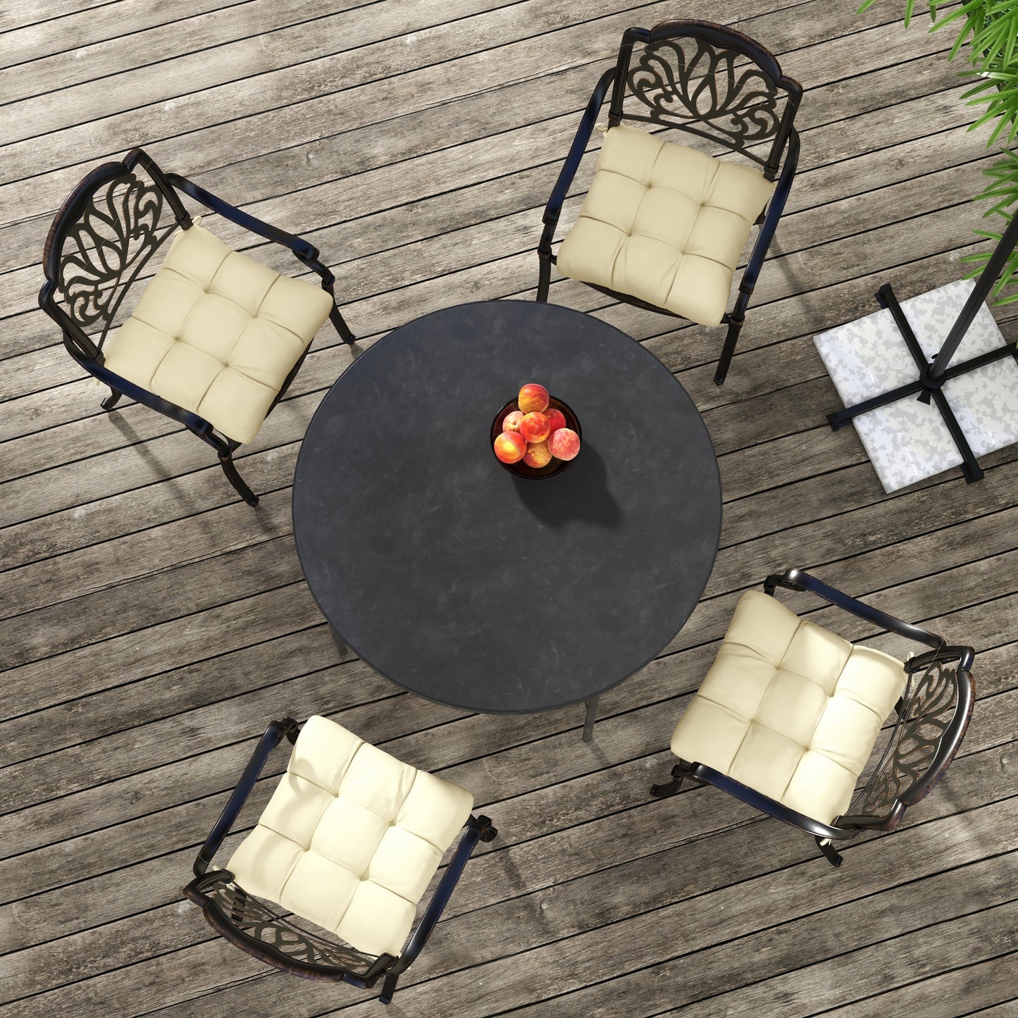 Outsunny Cosy Cushion Quartet: Plush Patio Seating Comfort with Secure Ties, Beige