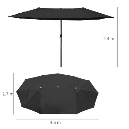 Outsunny 4.6m Double-Sided Patio Parasol Sun Umbrella-Black