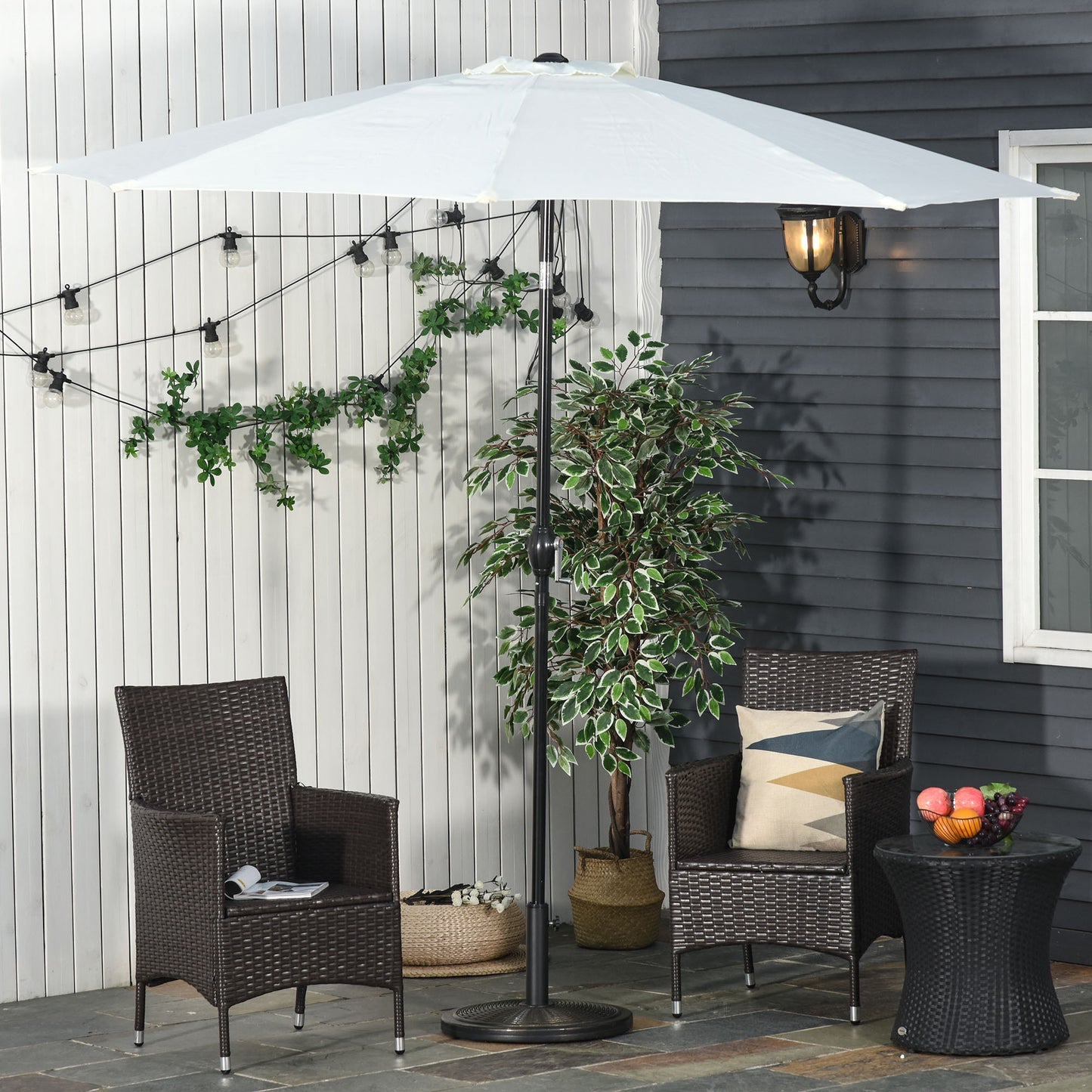 Outsunny Cantilever Parasol Base: Sturdy Cement Stand for Offset Patio Umbrellas, Fits 35mm/38mm/48mm Poles, Jet Black