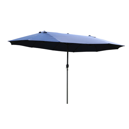 Outsunny 4.6m Garden Parasol Double-Sided Sun Umbrella Patio Market Shelter Canopy Shade Outdoor Blue - NO BASE